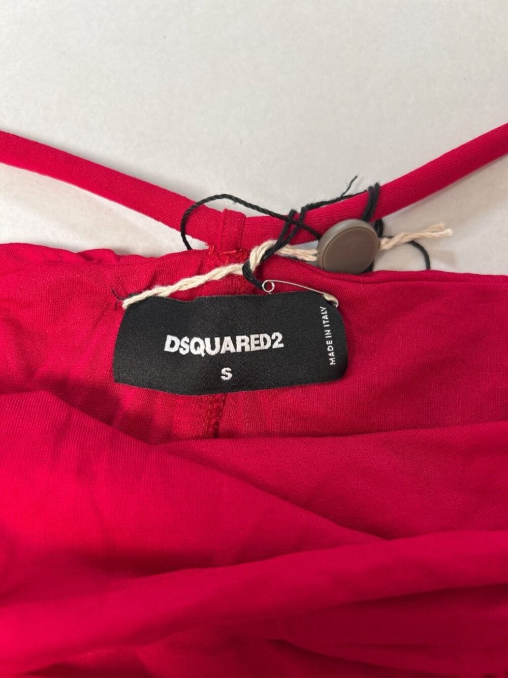 DSQUARED2 Spaghetti Strap Ruched Body Contour Top Bright Red Size Small NWT - Picture 3 of 6